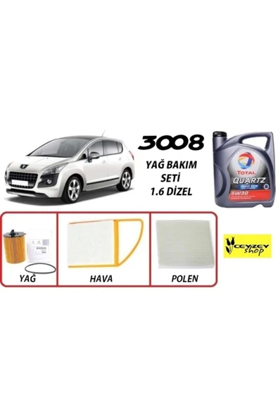 TOTAL Citroen C3 1.6 Dizel Yağ Bakım 5li Set 5w30 Ecs Euro5 Uyumlu ürün görseli 1