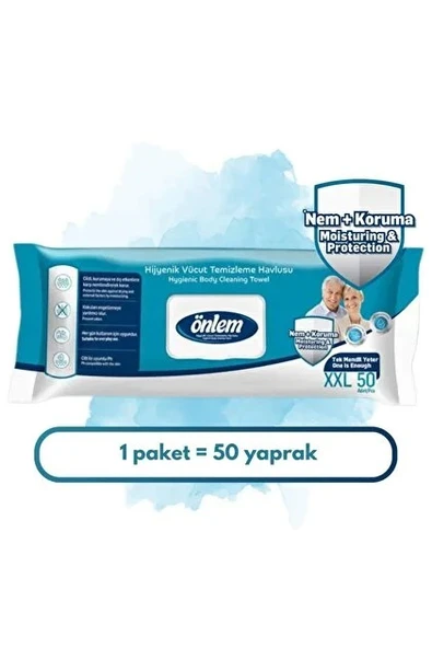 ÖNLEM VÜCUT TEMİZLEME HAVLUSU BEYAZ SABUN KOKULU XXLARGE 50'Lİ ürün görseli 1