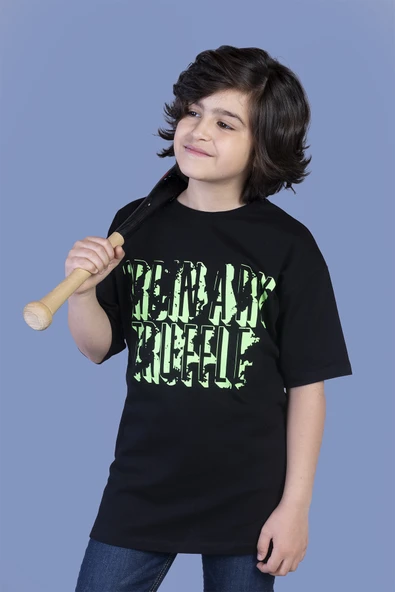 Toontoy Erkek Çocuk Baskılı Bisiklet Yaka Kısa Kollu Tişört ürün görseli 1