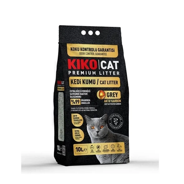 Kiko Cat Premium Litter Grey Karbon 10 Lt Kedi Kumu ürün görseli 1