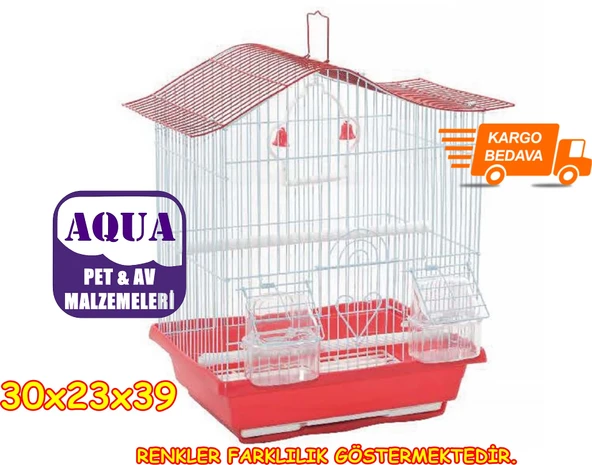 Birdlife Çift Kapılı Kuş Kafesi 30x23x39 cm - Çekmeceli Çift Kapılı Çift Yemlikli Izgaralı Kafes - Muhabbet Kuşu Kanarya Cennet Papağanı Kafesi ürün görseli 1
