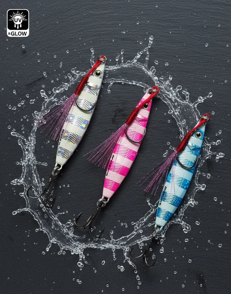 18gr Metal Jig Suni Yem Seti - 3'lü Paket (Zebra, Pembe, Mavi) ürün görseli 1