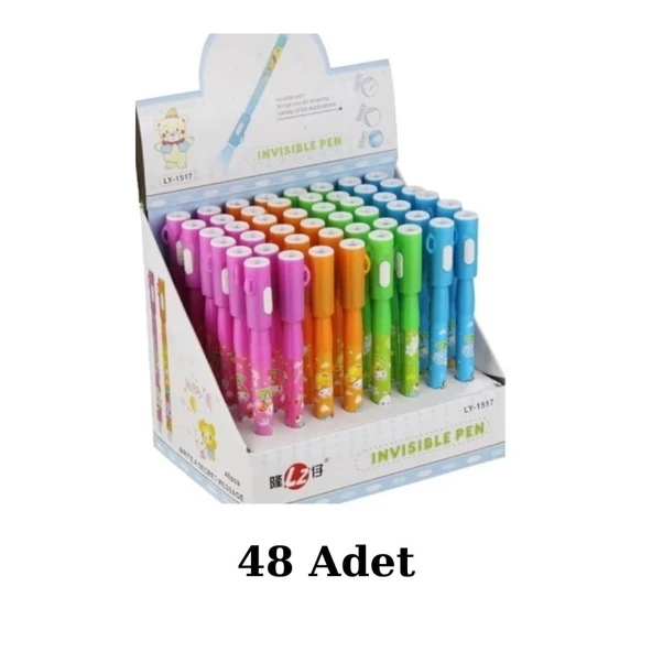 Ayıcık Desenli 48 Adet  Görünmez Işıklı Kalem ürün görseli 1