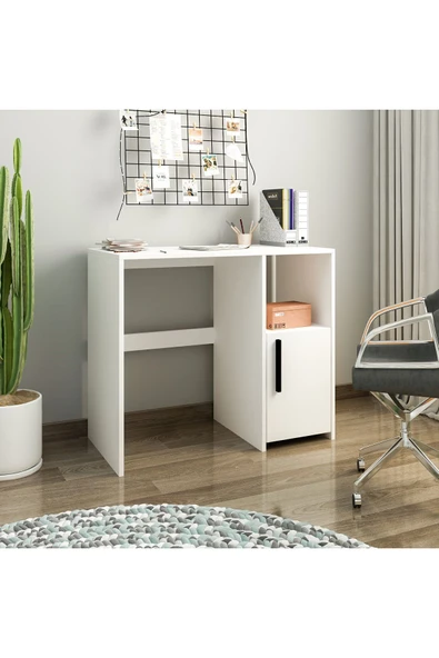 Kuzey Tek Kapaklı Çalışma Masası – Minimal Tasarım  Beyaz ürün görseli 1