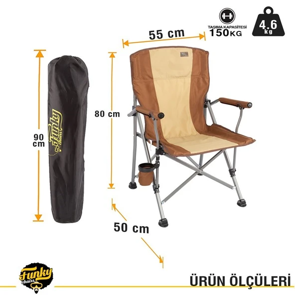 Funky Chairs River Side Katlanabilir Kamp Sandalyesi Bej - Resim 6
