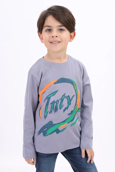 Toontoy Erkek Çocuk Baskılı Bisiklet Yaka Uzun Kollu Tişört ürün görseli 1