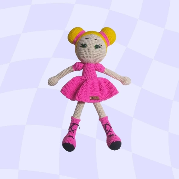 Örme Pembe Bebek Amigurumi Organik Oyuncak-Uyku Arkadaşı ürün görseli 1