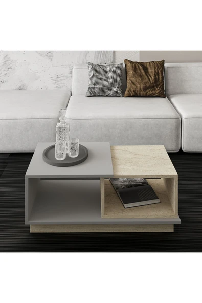 Concept Orta Sehpa - Modern Dekoratif Tasarım  Gri/Traverten ürün görseli 1