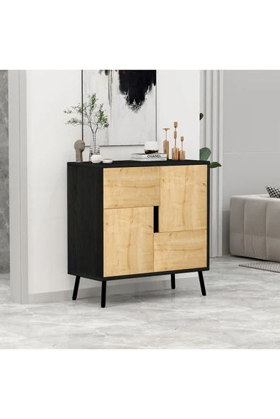 İnarch Dizayn Ç001 Darien Çok Amaçlı Dolap – Minimal Konsol – 2 Kapaklı Modern Tasarım  Siyah ürün görseli 1
