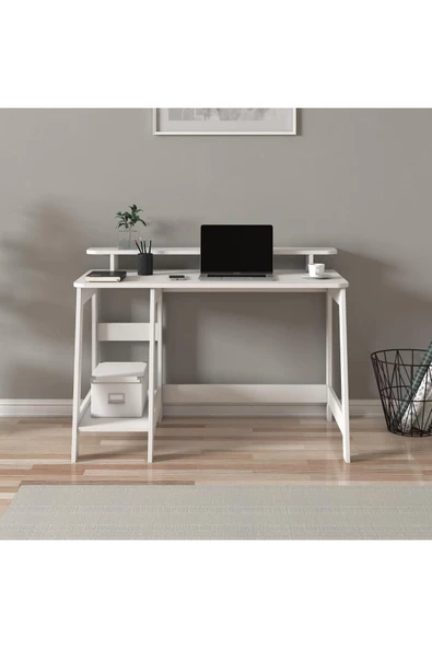 Country Ergonomik Çalışma Masası, Modern Bilgisayar Masası  Beyaz ürün görseli 1