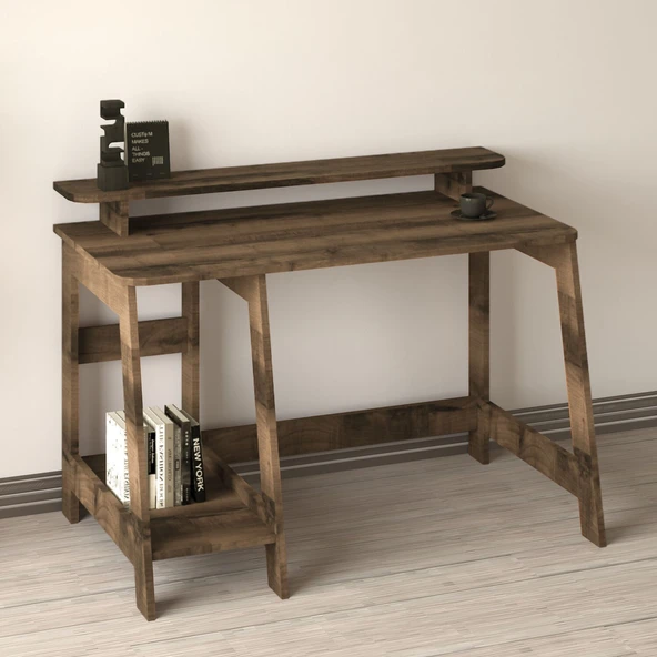 Country Ergonomik Çalışma Masası, Modern Bilgisayar Masası  Kahverengi ürün görseli 1