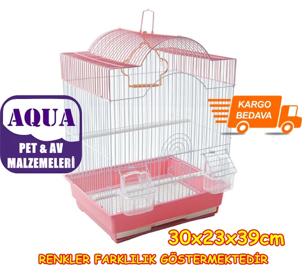 Birdlife Çift Kapılı Kuş Kafesi 30x23x39 cm - Çekmeceli Çift Kapılı Çift Yemlikli Izgaralı Kafes - Muhabbet Kuşu Kanarya Cennet Papağanı Kafesi ürün görseli 1