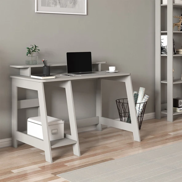 Country Ergonomik Çalışma Masası, Modern Bilgisayar Masası  Gri ürün görseli 1