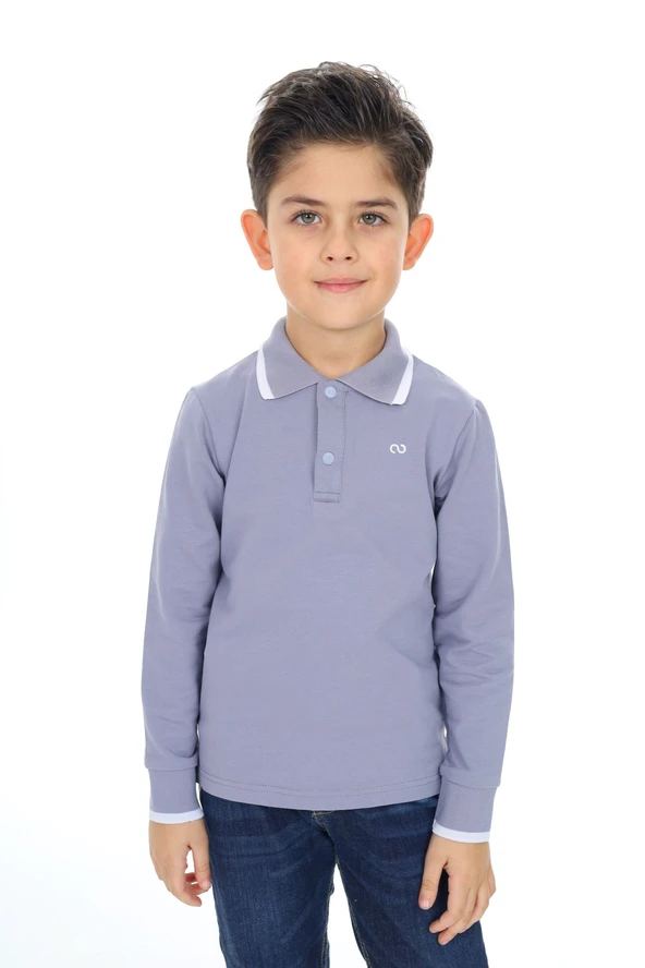 Toontoy Erkek Çocuk Baskılı Polo Yaka Düğmeli Uzun Kollu Tişört ürün görseli 1