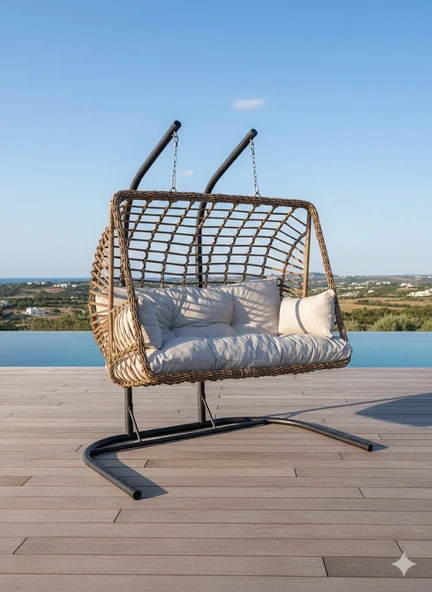 LİV Concept Lüx Çift Kişilik Rattan Bahçe Ve Balkon Salıncağı ürün görseli 1
