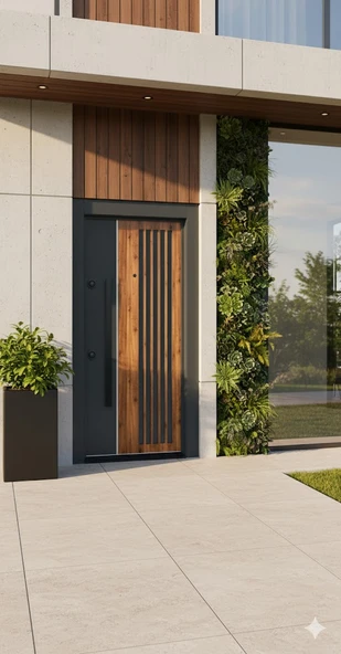 LİV Concept Premium Modern Seri - Antrasit & Doğal Ahşap Görünümlü Villa Giriş Kapısı ürün görseli 1