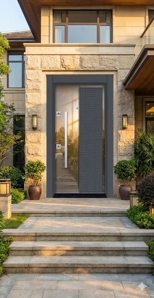 LİV Concept Liv Aksesuar Modern Antrasit Lüks Villa Çelik Kapısı - 110x210 Cm (pervazdan Pervaza) - Özel Tasarım ürün görseli 1