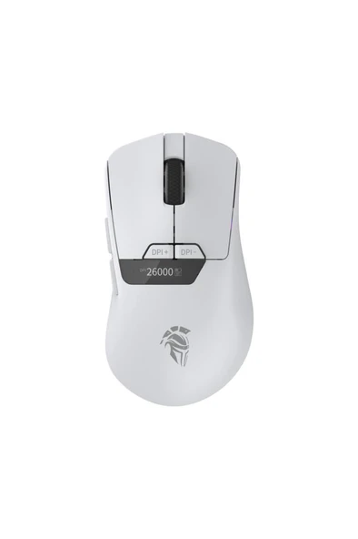 Throne Raito RefleX 26000 Dpi Pixart PAW 3395 OLED Ekran & Makro Yazılım PTFE Kaplama 59gr RGB Kablosuz Gaming Mouse (2.4Ghz + BT + Type-C) - Beyaz Teşhir ürün görseli 1