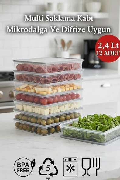 2,4 LT Multi Saklama Kabı Difrize Uygun 12 Adet No:4 ürün görseli 1