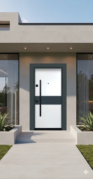 LİV Concept Modern Trend - Antrasit Detaylı Beyaz Villa Tipi Çelik Kapı (lüks Seri) ürün görseli 1