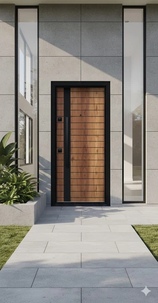LİV Concept Nova Premium Modern Antrasit & Meşe Villa Giriş Kapısı ürün görseli 1