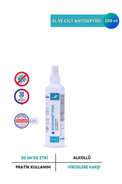 ACTOHAND® ETOH 250 ml | El ve Cilt Antiseptiği - Etanol 80 % (v/v) ürün görseli 1