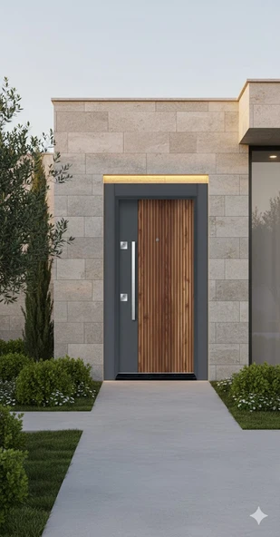 LİV Concept Liv Aksesuar Modern Antrasit & Ahşap Görünümlü Villa Çelik Kapı ürün görseli 1