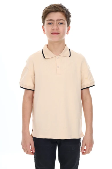 Toontoy Erkek Çocuk Baskılı Polo Yaka Düğmeli Kısa Kollu Tişört ürün görseli 1