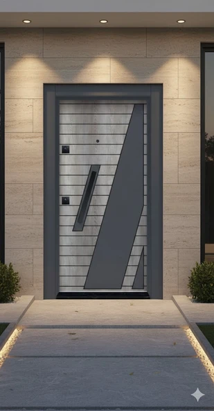 LİV Concept Liv Aksesuar Modern Antrasit Detaylı Villa Çelik Kapı - Gri Meşe ürün görseli 1
