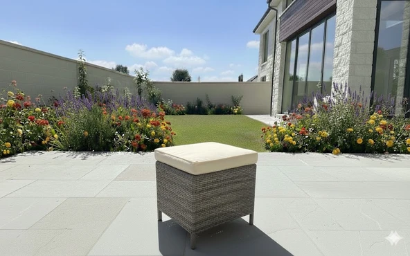 LİV Concept Bahçe Ve Balkon İçin Minderli Hasır Görünümlü Rattan Puf - Gri ürün görseli 1