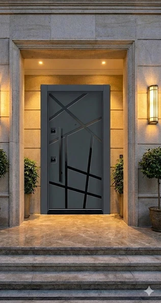 LİV Concept Elite Serisi Modern Antrasit Çelik Villa Kapısı (210x110 Cm) – Lüks Tasarım / Yüksek Güvenlik ürün görseli 1