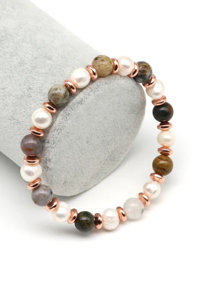 Jasper-İnci Doğal Taş Bileklik 8 mm Küre Kesim - BLK-2312 ürün görseli 1