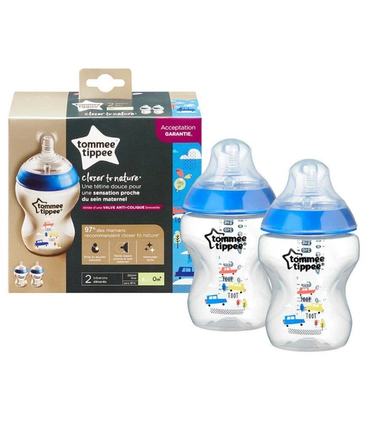 Tommee Tippee Biberon PP Closer to Nature 260ml | 0 Ay Üzeri, 2 Adet, Blue ürün görseli 1