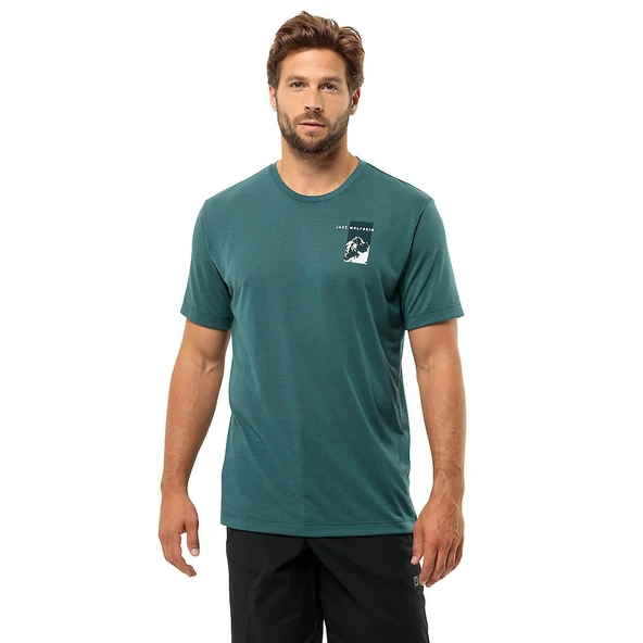 Jack Wolfskin Vonnan S/S Outdoor Tişört Zümrüt ürün görseli 1