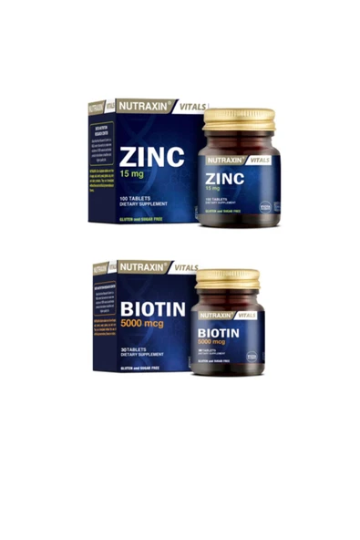NUTRAXİN Zinc Sulphate 15 Mg 100 Tablet + Biotin 5000 Mcg 30 Tablet ürün görseli 1