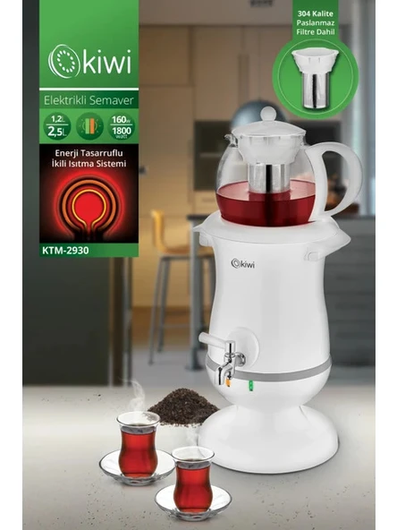 Kiwi KTM-2930 1800 W Cam Demlikli Elektrikli Semaver ürün görseli 1