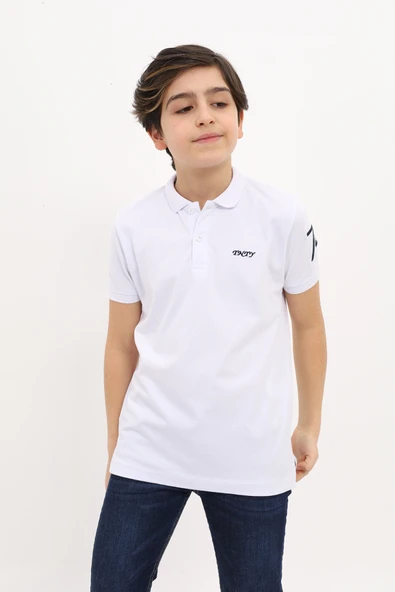 Toontoy Erkek Çocuk Baskılı Polo Yaka Düğmeli Kısa Kollu Tişört ürün görseli 1