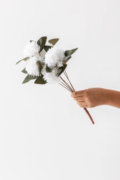Yapay Kasımpatı Çiçeği Beyaz 40 Cm 5 Dal - Resim 4