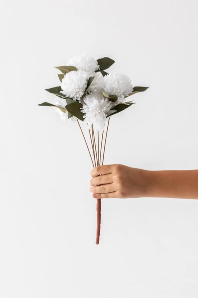 Yapay Kasımpatı Çiçeği Beyaz 40 Cm 5 Dal ürün görseli 1