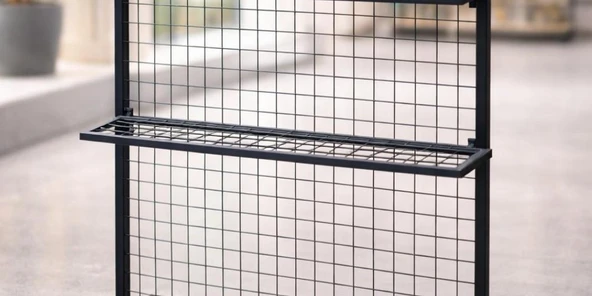 2 Adet Tel Panoya Geçen Sık Telli Tel Raf  Siyah 15x75 cm ürün görseli 1