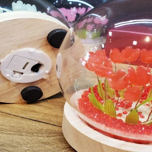 HERŞEYTREND  Led Işıklı Lale Cam Fanus - Resim 2