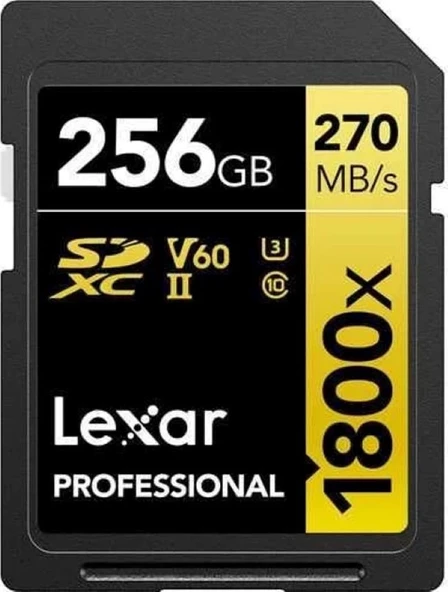 Lexar SD 256GB Profesyonel 1800x UHS-II SDXC Hafıza Kartı (GOLD Serisi) ürün görseli 1
