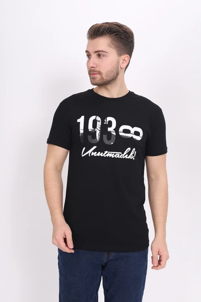 Toontoy Unisex Atatürk Baskılı Bisiklet Yaka Kısa Kollu Tişört ürün görseli 1