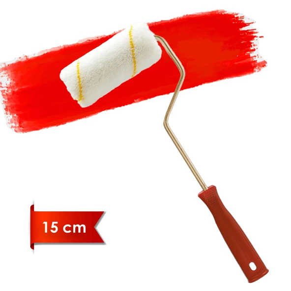 Dekor-1082 Eksport 5cm Orta Çap 14 mm Tüylü İç Cephe Saplı Boya Rulosu 15 cm ürün görseli 1