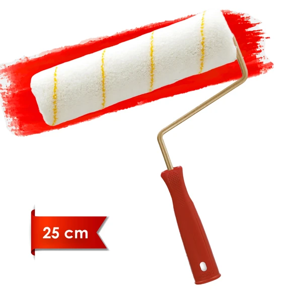 Dekor-1081 Eksport 5cm Orta Çap 14 mm Tüylü İç Cephe Saplı Boya Rulosu 25 cm ürün görseli 1