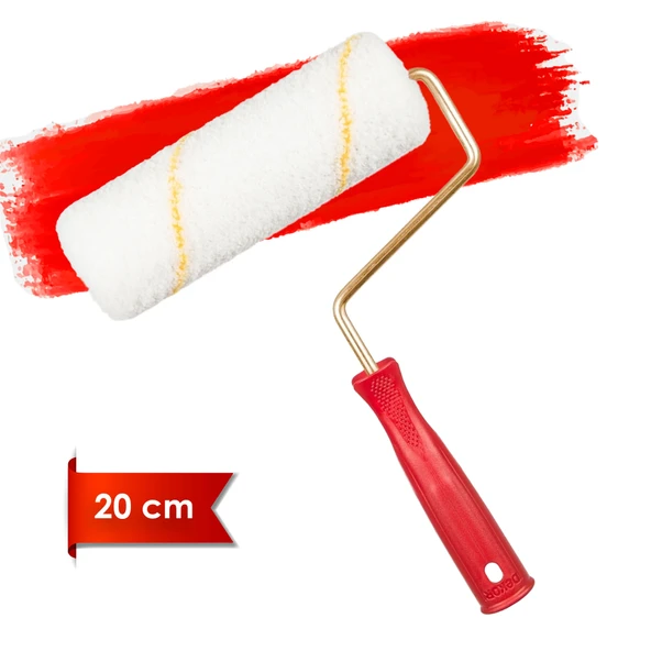 Dekor-1080 Eksport 5cm Orta Çap 14 mm Tüylü İç Cephe Saplı Boya Rulosu 20 cm ürün görseli 1