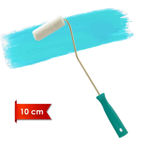 Dekor-1068 Kadife 3,5 cm Orta Çap 7 mm Tüylü Saplı Vernik Rulosu 10 cm ürün görseli 1
