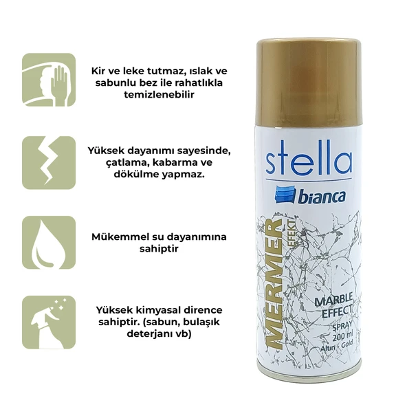 Stella Mermer Efekt Spreyi 200Ml Altın - Resim 2
