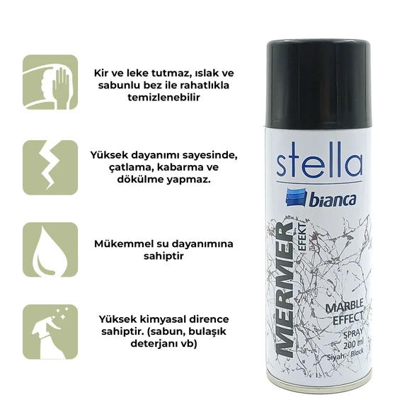 Stella Mermer Efekt Spreyi 200Ml Siyah - Resim 2