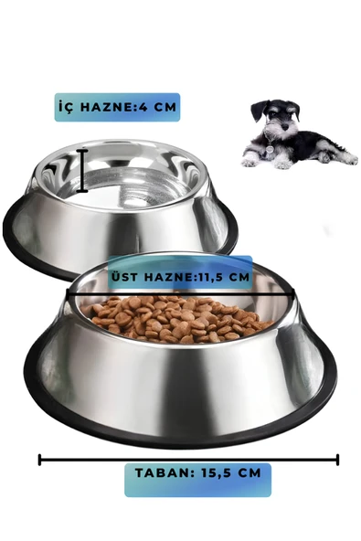 Kedi Ve Köpek Çelik Mama Su Kabı 16 oz 15 cm ürün görseli 1